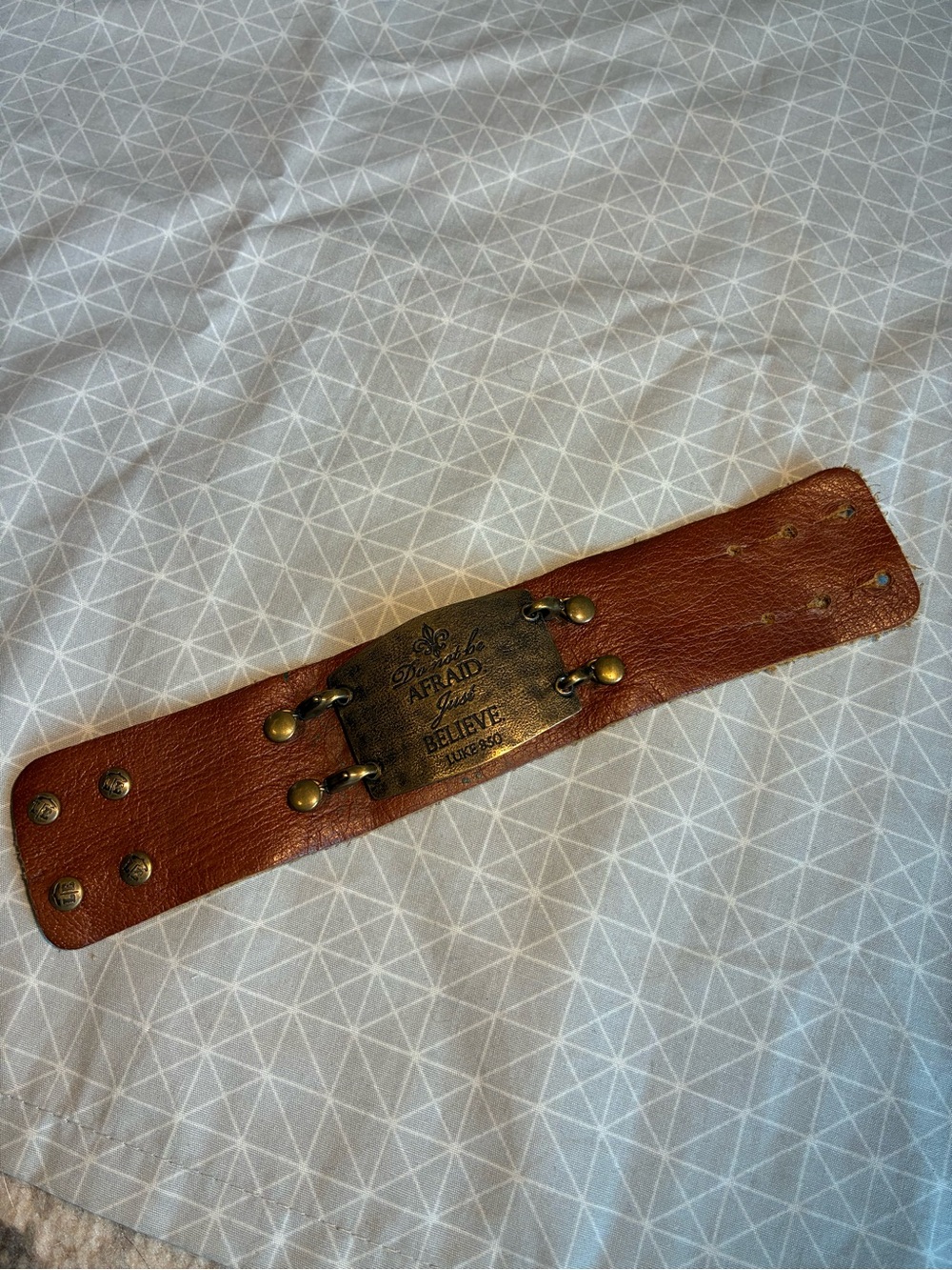 Lennie & Eva Do Not Be Afraid Leather Cuff Bracelet - Picture 2 of 5